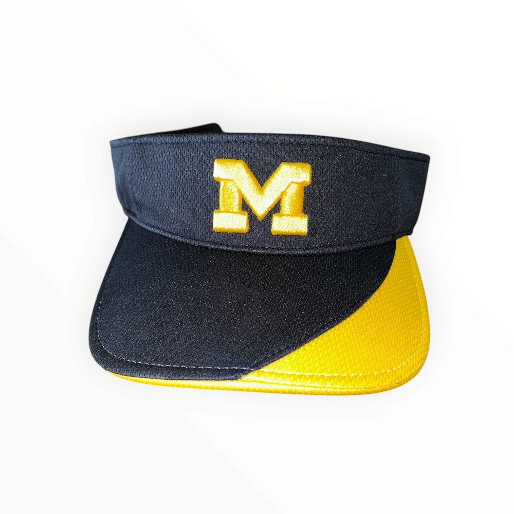 Michigan Wolverines Visor Hat Going Yard Navy Blue Maize Yellow Adjustable Mens